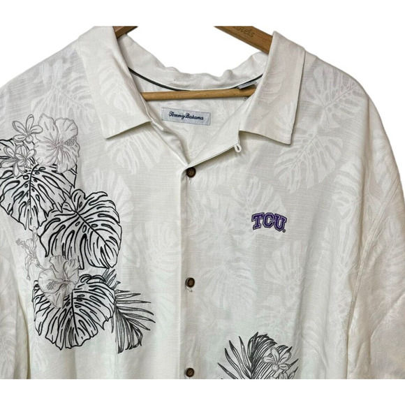 NWT Tommy Bahama Silk TCU Texas Christain University Camp Shirt Mens 3XL - Picture 3 of 11